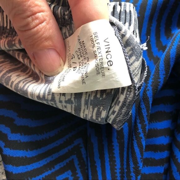 Vince Aztec Silk V-neck Shift Midi Dress - Picture 9 of 9